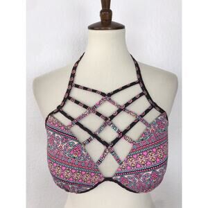 Shade & Shore Multicolor Print Padded Halter Bikini Top Swimwear